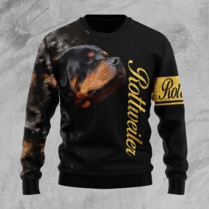 Rottweiler Half Cool Ugly Christmas Sweater – Funny Family Sweater Gifts – Unisex Crewneck Sweater