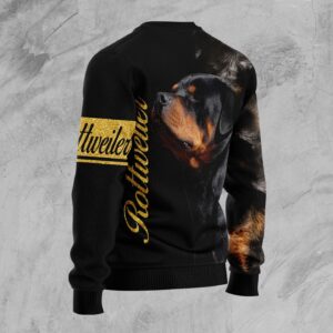 Rottweiler Half Cool Ugly Christmas Sweater Funny Family Sweater Gifts Unisex Crewneck Sweater 2