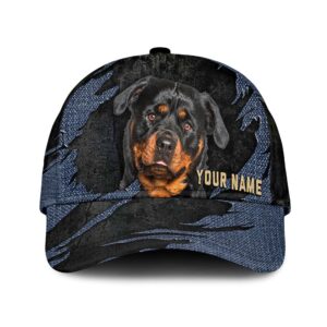 Rottweiler Jean Background Custom Name Cap Classic Baseball Cap All Over Print Gift For Dog Lovers 1 fekxhg
