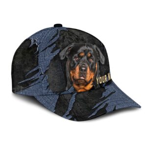 Rottweiler Jean Background Custom Name Cap Classic Baseball Cap All Over Print Gift For Dog Lovers 2 ydgoni