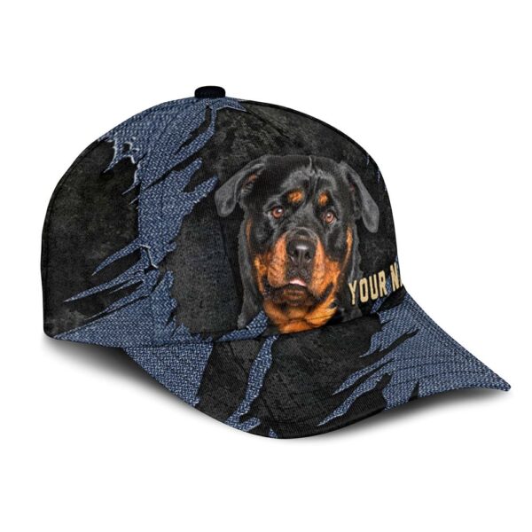 Rottweiler Jean Background Custom Name & Photo Dog Cap – Classic Baseball Cap All Over Print – Gift For Dog Lovers