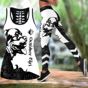 Rottweiler October Girl Tattoos Combo Leggings And Hollow Tank Top Workout Sets For Women Gift For Dog Lovers 1 csi1q2