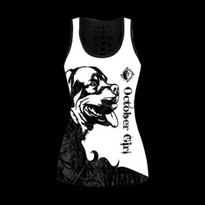 Rottweiler October Girl Tattoos Combo Leggings And Hollow Tank Top Workout Sets For Women Gift For Dog Lovers 2 ydqe5c