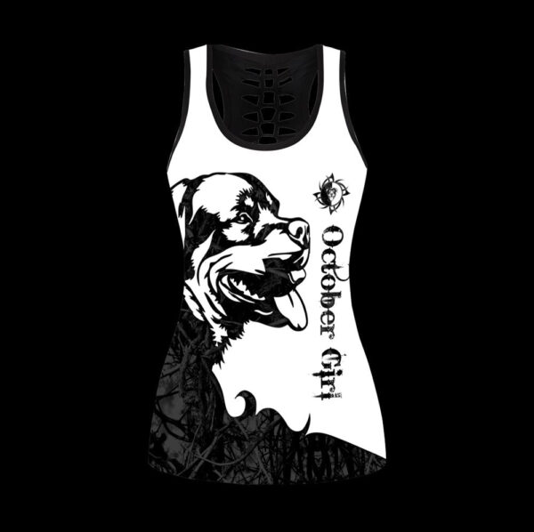 Rottweiler October Girl Tattoos Combo Leggings And Hollow Tank Top – Workout Sets For Women – Gift For Dog Lovers