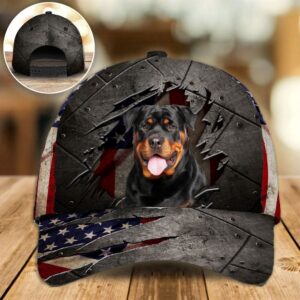 Rottweiler On The American Flag Cap Hats For Walking With Pets Gifts Dog Caps For Friends 1 rynash
