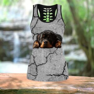 Rottweiler On The Ricks Combo Leggings And Hollow Tank Top Workout Sets For Women Gift For Dog Lovers 2 ffevpm
