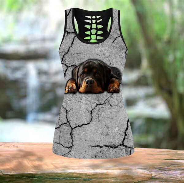 Rottweiler On The Ricks Combo Leggings And Hollow Tank Top – Workout Sets For Women – Gift For Dog Lovers