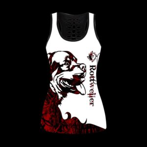 Rottweiler Red Tattoos Combo Leggings And Hollow Tank Top Workout Sets For Women Gift For Dog Lovers 2 nyxubz