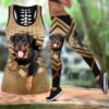 Rottweiler  With Ricks Combo Leggings And Hollow Tank Top – Workout Sets For Women – Gift For Dog Lovers