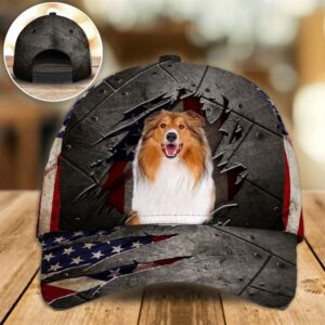 Rough Collie On The American Flag Cap Hats For Walking With Pets Gifts Dog Hats For Relatives 1 uwvlpp