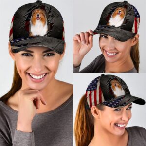Rough Collie On The American Flag Cap Hats For Walking With Pets Gifts Dog Hats For Relatives 2 pofsyw