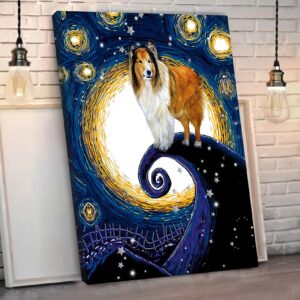 Rough Collie Poster Canvas Dog Canvas Wall Art Dog Lovers Gifts For Him Or Her 1