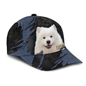Samoyed Jean Background Custom Name Cap Classic Baseball Cap All Over Print Gift For Dog Lovers 2 uozwpu