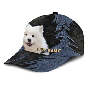 Samoyed Jean Background Custom Name Cap Classic Baseball Cap All Over Print Gift For Dog Lovers 3 usjhoh