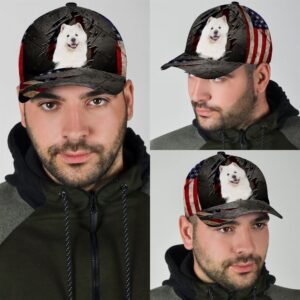 Samoyed On The American Flag Cap Hats For Walking With Pets Gifts Dog Hats For Relatives 3 kwktyw