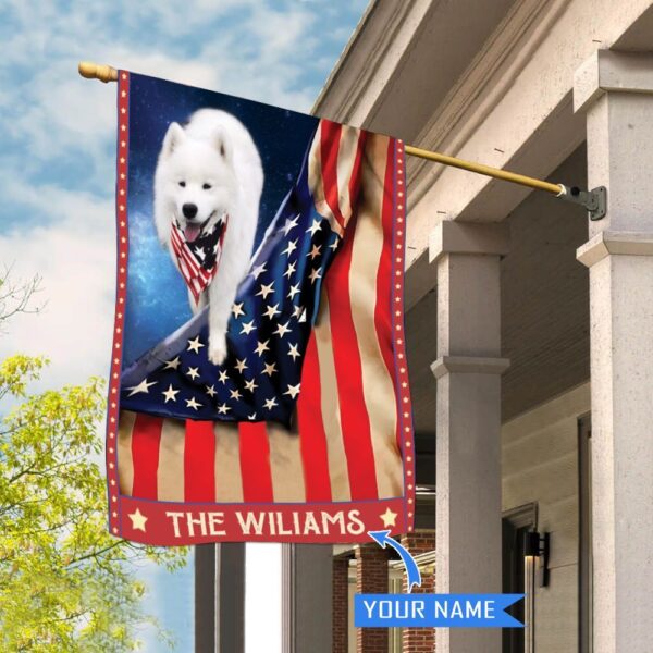 Samoyed Personalized House Flag – Garden Dog Flag – Personalized Dog Garden Flags