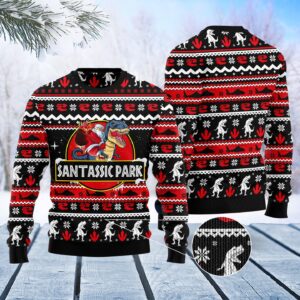 Santassic Park Ugly Christmas Sweater Unisex Womens Mens Gift For Pet Lovers Unisex Crewneck Sweater 3