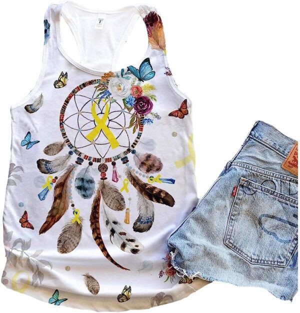 Sarcoma Or Bone Dog Dream Catcher Ribbon Tank Top – Summer Casual Tank Tops For Women – Gift For Young Adults