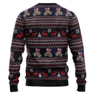 Satan Claus On Mountain Bike Ugly Christmas Sweater Gift For Pet Lovers Unisex Crewneck Sweater 10
