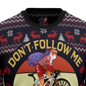 Satan Claus On Mountain Bike Ugly Christmas Sweater Gift For Pet Lovers Unisex Crewneck Sweater 5
