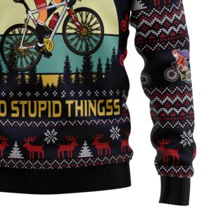 Satan Claus On Mountain Bike Ugly Christmas Sweater Gift For Pet Lovers Unisex Crewneck Sweater 7