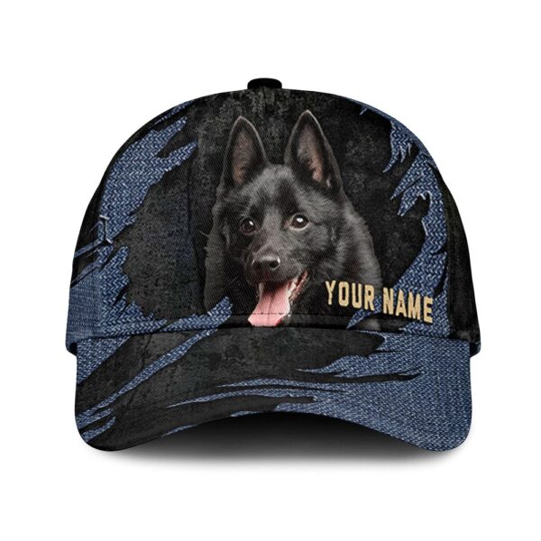Schipperke Jean Background Custom Name & Photo Dog Cap – Classic Baseball Cap All Over Print – Gift For Dog Lovers