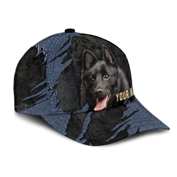 Schipperke Jean Background Custom Name & Photo Dog Cap – Classic Baseball Cap All Over Print – Gift For Dog Lovers