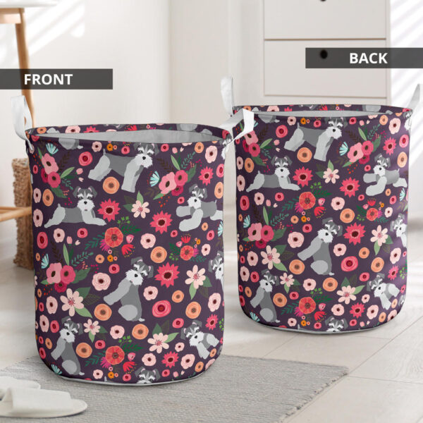 Schnauzer Flower Laundry Basket – Laundry Hamper – Dog Lovers Gifts for Him or Her – Dog Memorial Gift