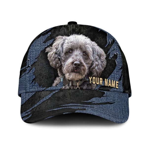Schnoodle Jean Background Custom Name & Photo Dog Cap – Classic Baseball Cap All Over Print – Gift For Dog Lovers