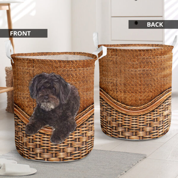 Schoodle Rattan Texture Laundry Basket – Laundry Hamper – Dog Lovers Gifts for Him or Her – Storage Basket