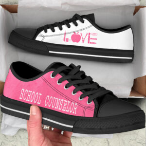 School Counselor Love Pink White Low Top Shoes Best Gift For Teacher School Shoes Best Shoes For Him Or Her 2
