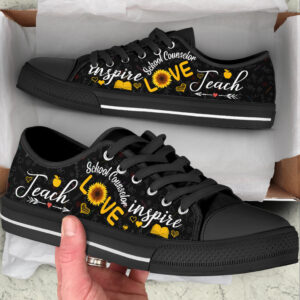 School Counselor Teach Love Inspire Low Top Shoes Best Gift For Teacher School Shoes Best Shoes For Him Or Her 2