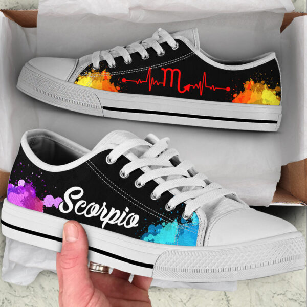 Scorpio Zodiac Art Heartbeat Watercolor Low Top Shoes – Canvas Print Lowtop Trendy Fashion – Casual Shoes Gift For Adults
