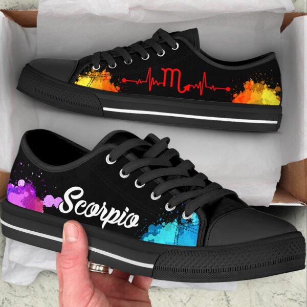 Scorpio Zodiac Art Heartbeat Watercolor Low Top Shoes – Canvas Print Lowtop Trendy Fashion – Casual Shoes Gift For Adults