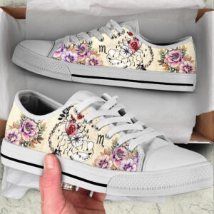 Scorpio Zodiac Vintage Flower Low Top Shoes Canvas Print Lowtop Trendy Fashion Casual Shoes Gift For Adults 1