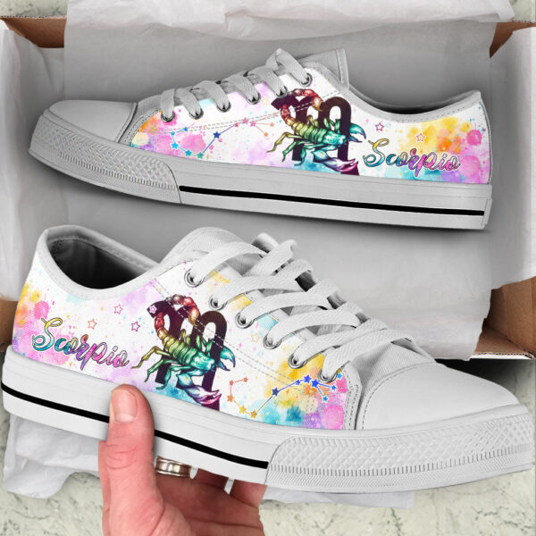 Scorpio Zodiac Watercolorful Low Top Shoes – Canvas Print Lowtop Trendy Fashion – Casual Shoes Gift For Adults