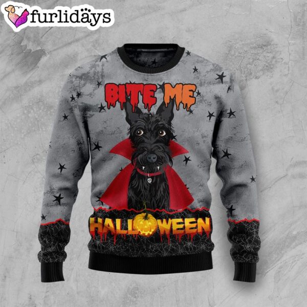 Scottish Terrier Bite Me Halloween Sweater – Dog Memorial Gift – Christmas Outfits Gift