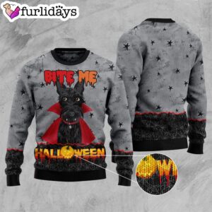 Scottish Terrier Bite Me Halloween Sweater Dog Memorial Gift Christmas Outfits Gift 3