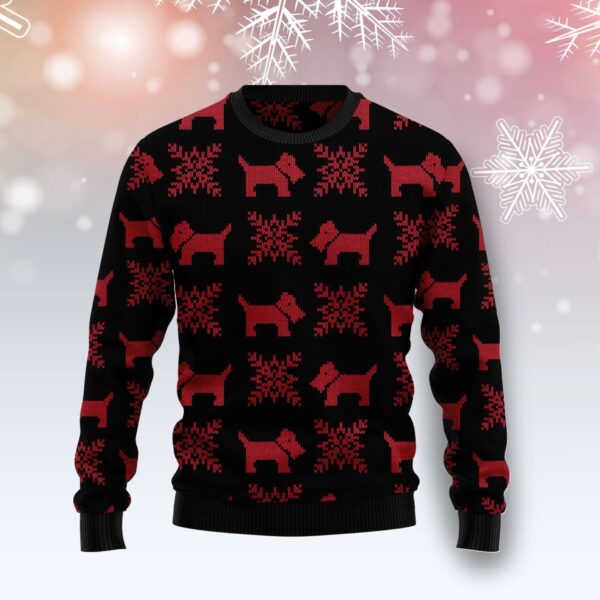 Scottish Terrier Christmas Ugly Christmas Sweater – Dog Memorial Gift – Unisex Crewneck Sweater
