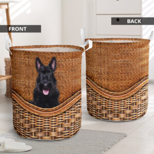 Scottish Terrier Rattan Texture Laundry Basket…
