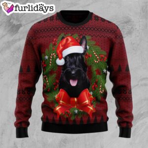Scottish Terrier Wreath Ugly Christmas Sweater – Gift For Pet Lovers – Dog Memorial Gift