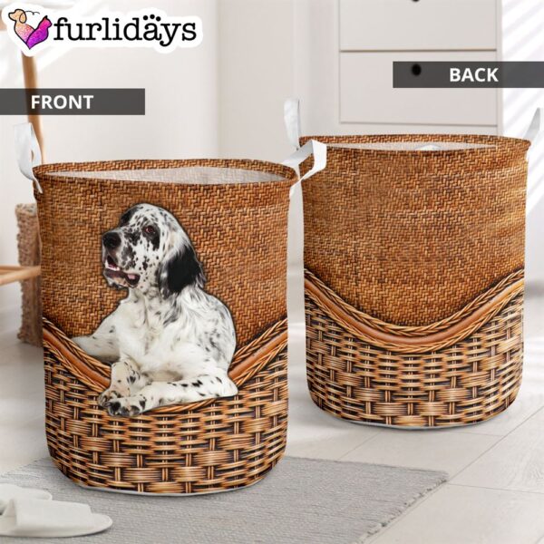 Setter Dog Rattan Texture Laundry Basket – Laundry Hamper – Dog Lovers Gifts for Him or Her