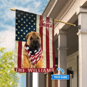 Shar Pei God Bless America Personalized Flag Custom Dog Flags Dog Lovers Gifts for Him or Her 3