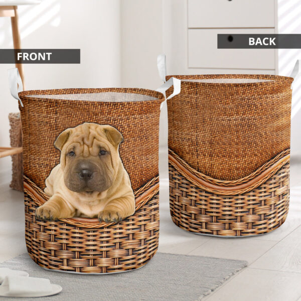 Shar Pei Rattan Texture Laundry Basket – Laundry Hamper – Dog Lovers Gifts for Him or Her – Dog Memorial Gift