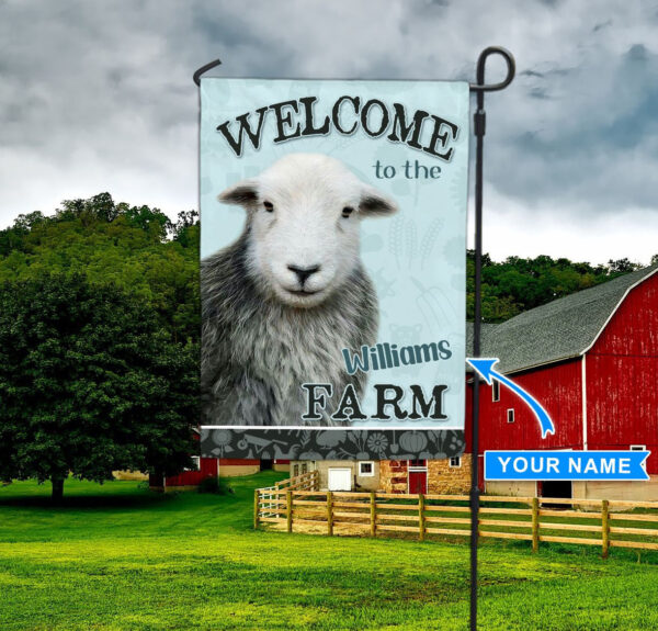 Sheep Welcome To The Farm Personalized Flag – Flags For The Garden – Outdoor Decoration