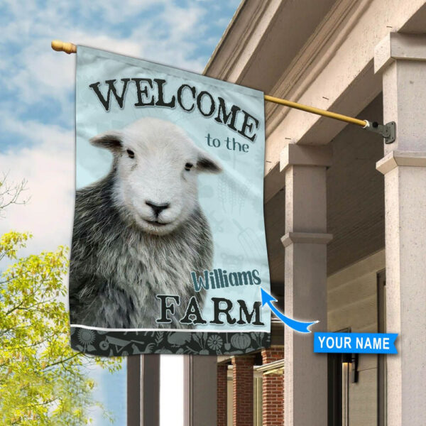 Sheep Welcome To The Farm Personalized Flag – Flags For The Garden – Outdoor Decoration