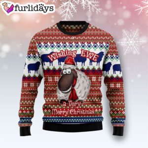 Sheep Wishing Ewe  Ugly Christmas Sweater – Gift For Pet Lovers – Unisex Crewneck Sweater
