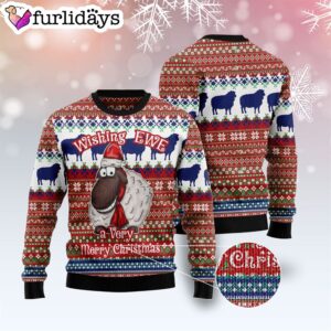 Sheep Wishing Ewe Ugly Christmas Sweater Gift For Pet Lovers Unisex Crewneck Sweater 3