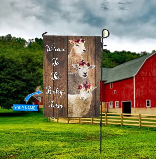 Sheeps Welcome To Farm Personalized Flag – Flags For The Garden – Outdoor Decoration