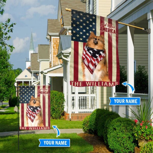 Shetland Sheepdog God Bless America Personalized Flag – Custom Dog Flags – Dog Lovers Gifts for Him or Her